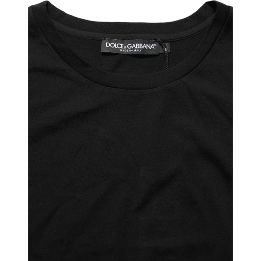 Dolce & Gabbana Black Wool Crew Neck Short Sleeves Men T-shirt