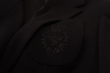 Dolce & Gabbana Black Wool Crown Slim Fit Jacket Blazer