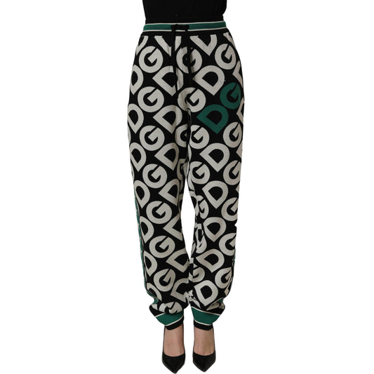 Dolce & Gabbana Black Wool Logo Jogger Sweatpants Pants