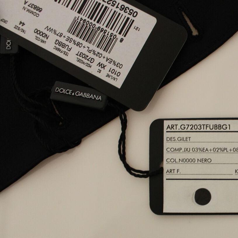 Dolce & Gabbana Black Wool Silk Stretch Dress Vest Blazer