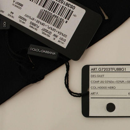 Dolce & Gabbana Black Wool Silk Stretch Dress Vest Blazer