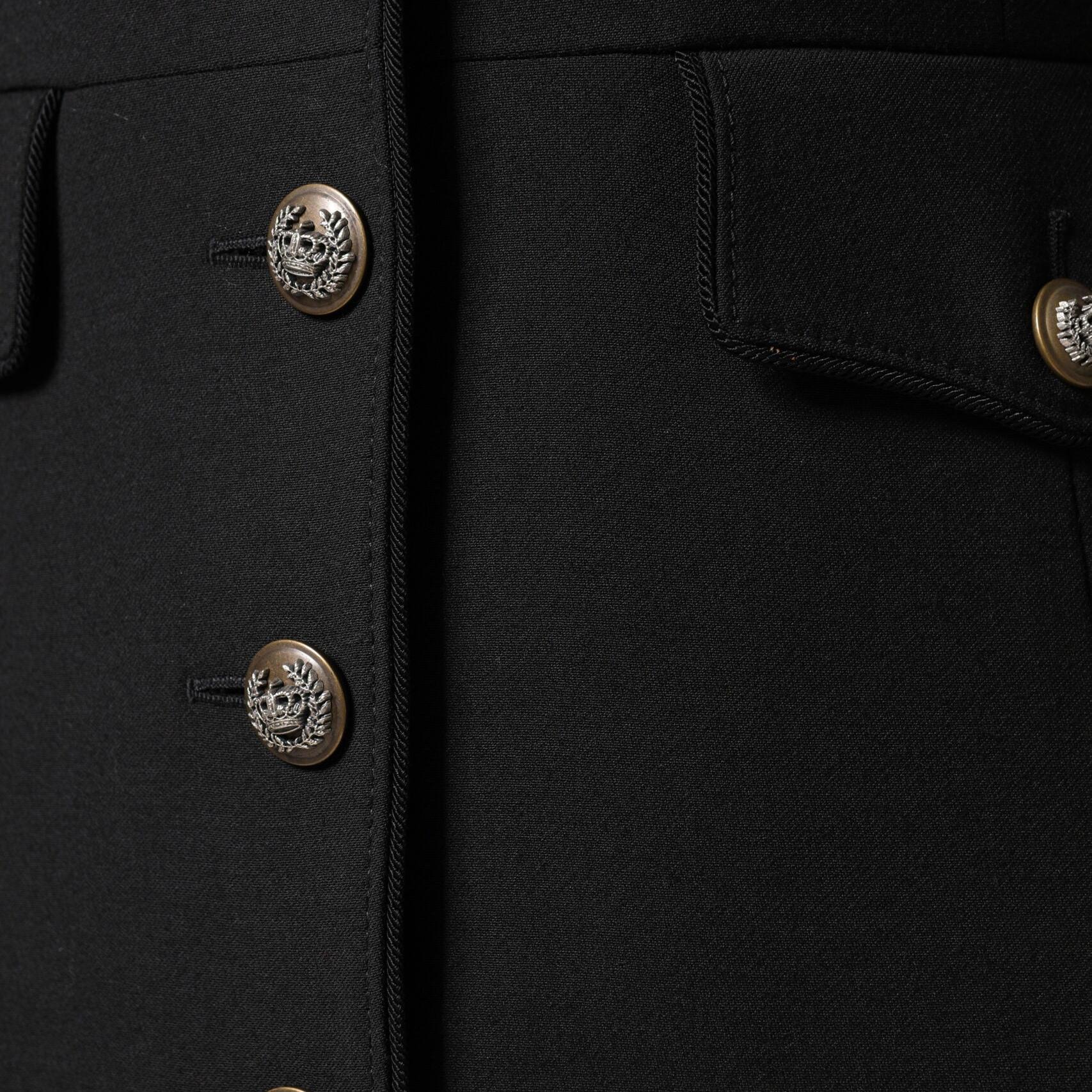 Dolce & Gabbana Black Wool Single Breasted Trench Coat Jacket