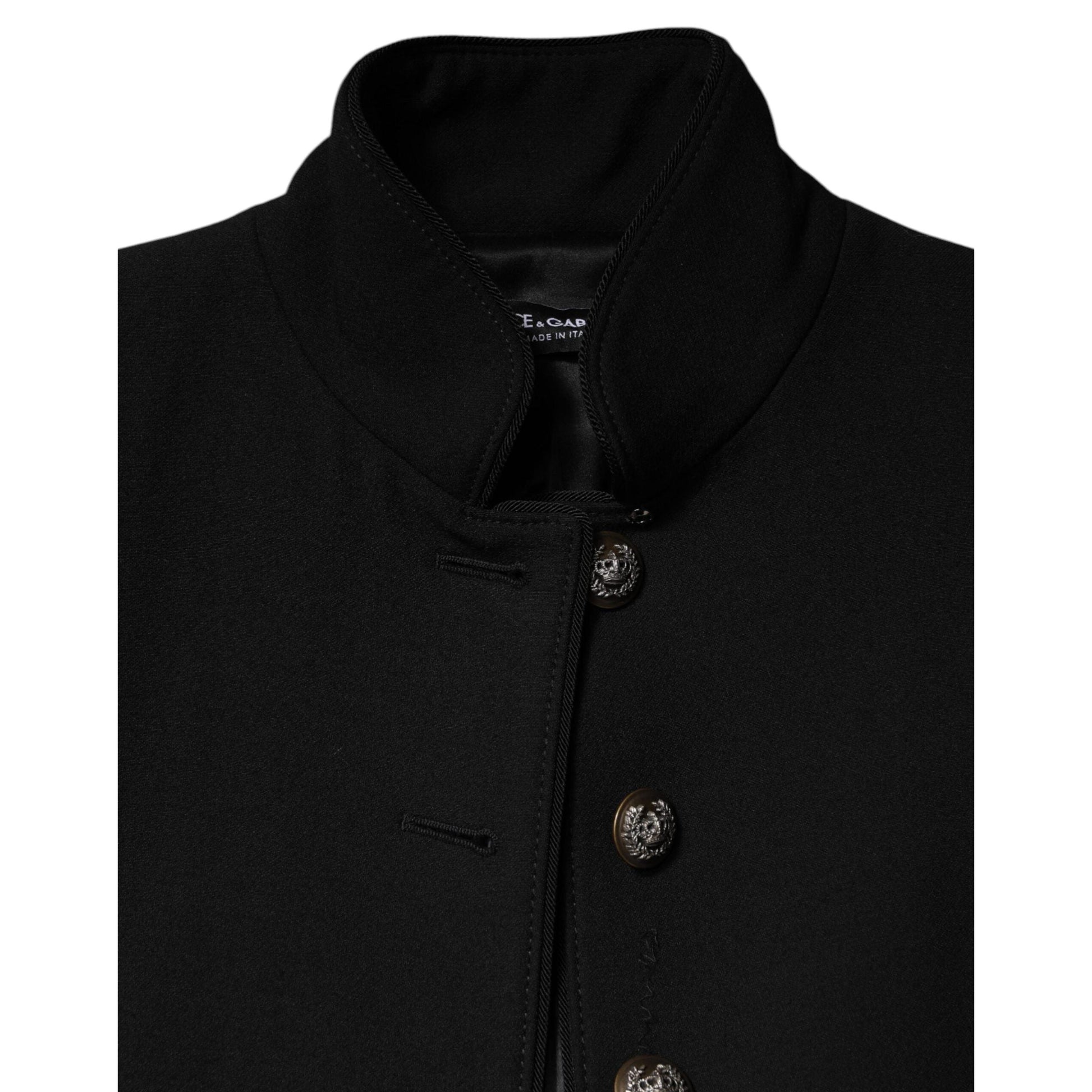 Dolce & Gabbana Black Wool Single Breasted Trench Coat Jacket