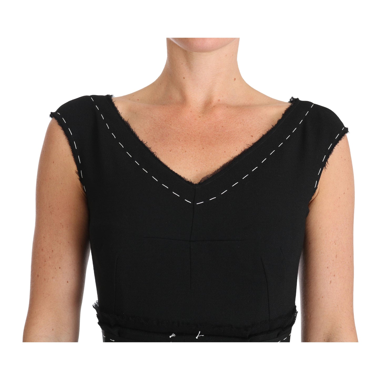 Dolce & Gabbana Black Wool Stretch A-line Sheath Dress