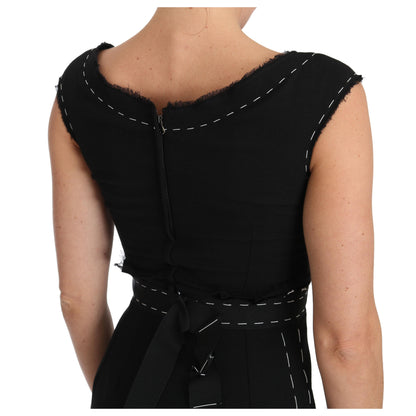 Dolce & Gabbana Black Wool Stretch A-line Sheath Dress