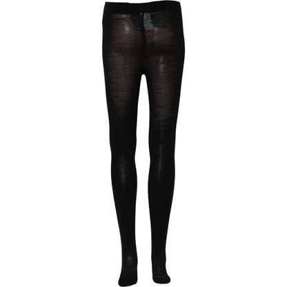Dolce & Gabbana Black Wool Stretch Tights Stocking Accessory Socks