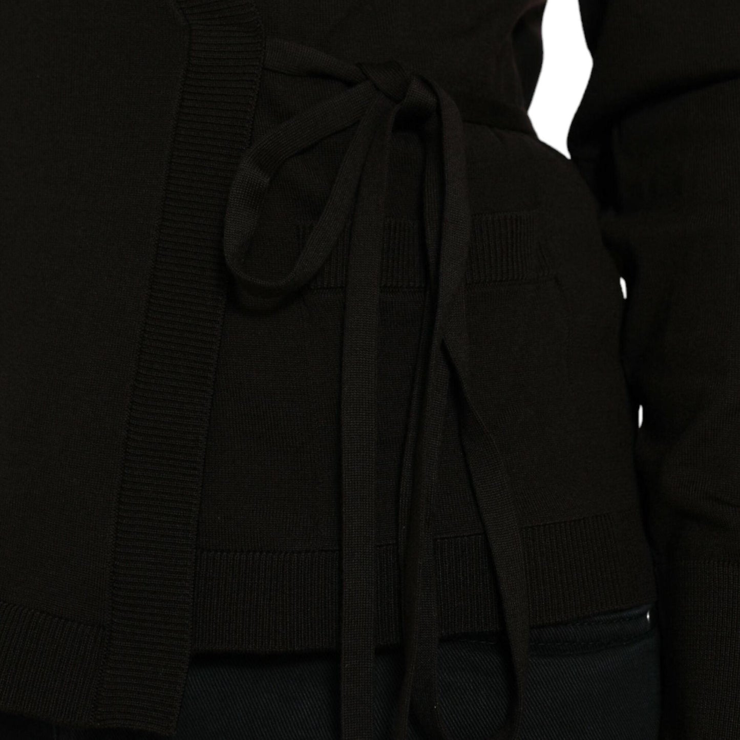 Dolce & Gabbana Black Wool V-neck Crossed Cardigan Sweater