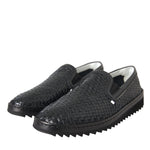 Dolce & Gabbana Black Woven Buffalo Leather Men Loafers Shoes-Modeoutlet