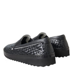 Dolce & Gabbana Black Woven Buffalo Leather Men Loafers Shoes-Modeoutlet