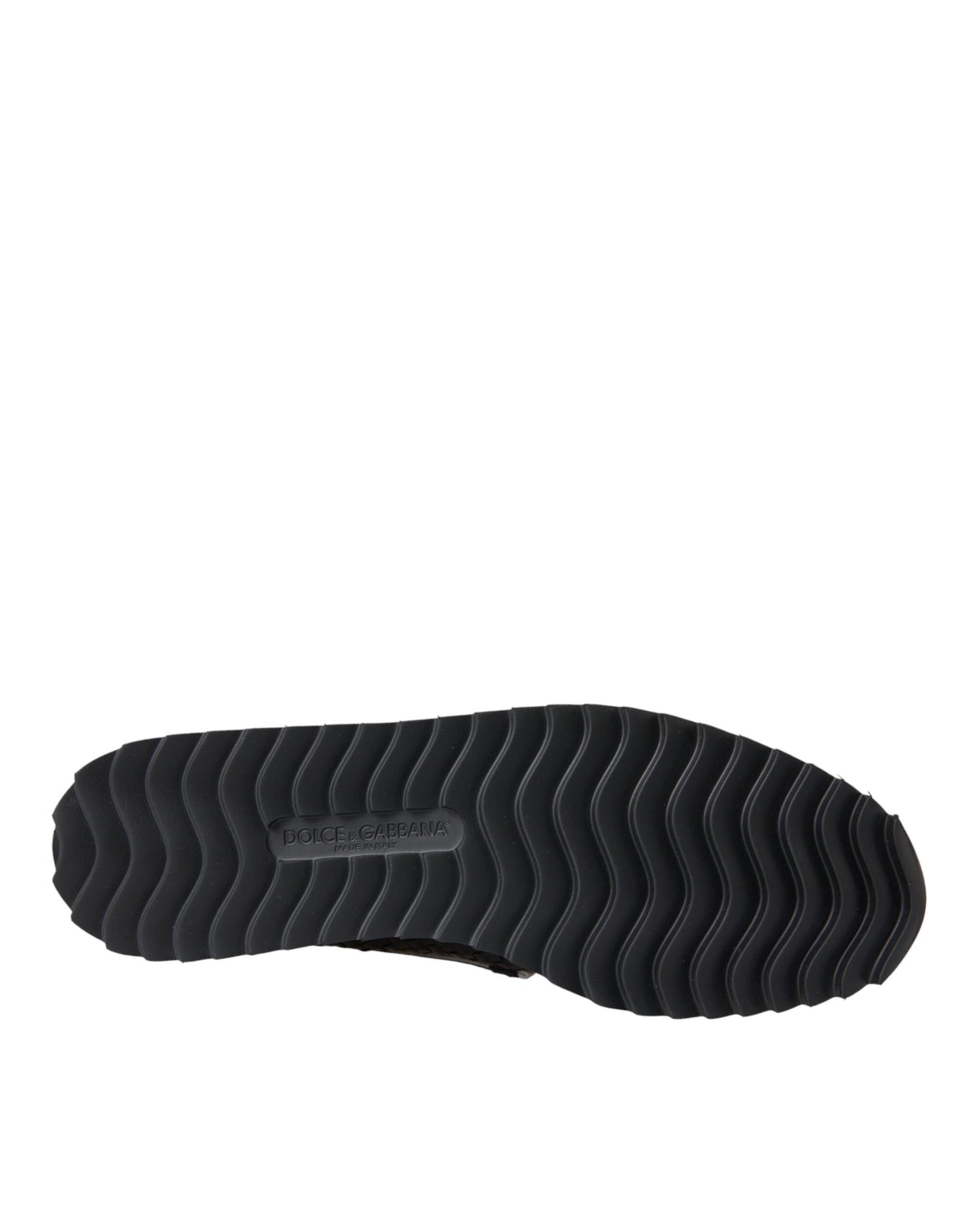 Dolce & Gabbana Black Woven Buffalo Leather Men Loafers Shoes-Modeoutlet