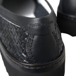 Dolce & Gabbana Black Woven Buffalo Leather Men Loafers Shoes-Modeoutlet