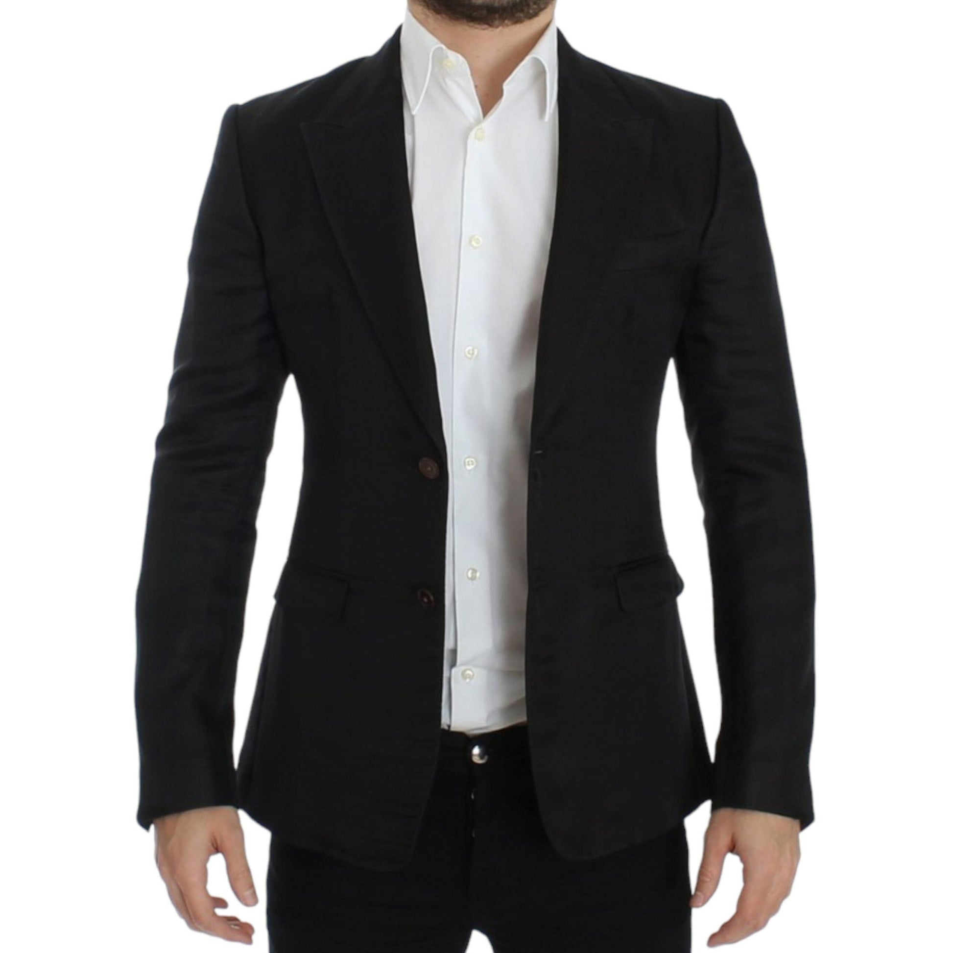 Dolce & Gabbana Black silk slim fit blazer