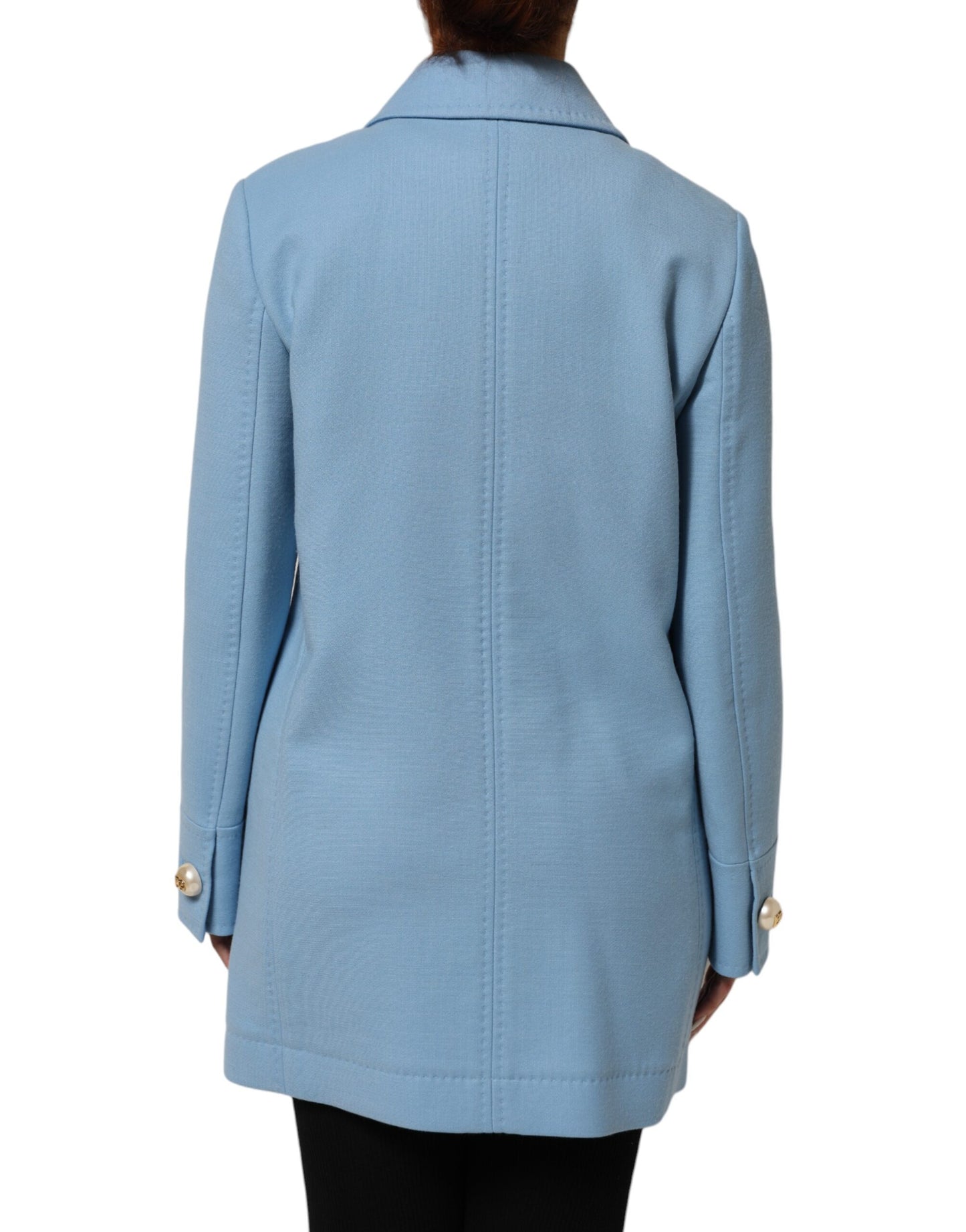 Dolce & Gabbana Blue Buttoned Down Trench Coat Jacket