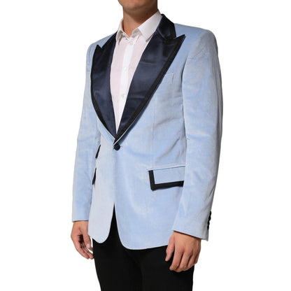 Dolce & Gabbana Blue Cotton Formal Single Breasted Jacket