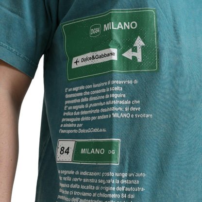 Dolce & Gabbana Blue Cotton Milano Street Round Neck T-shirt