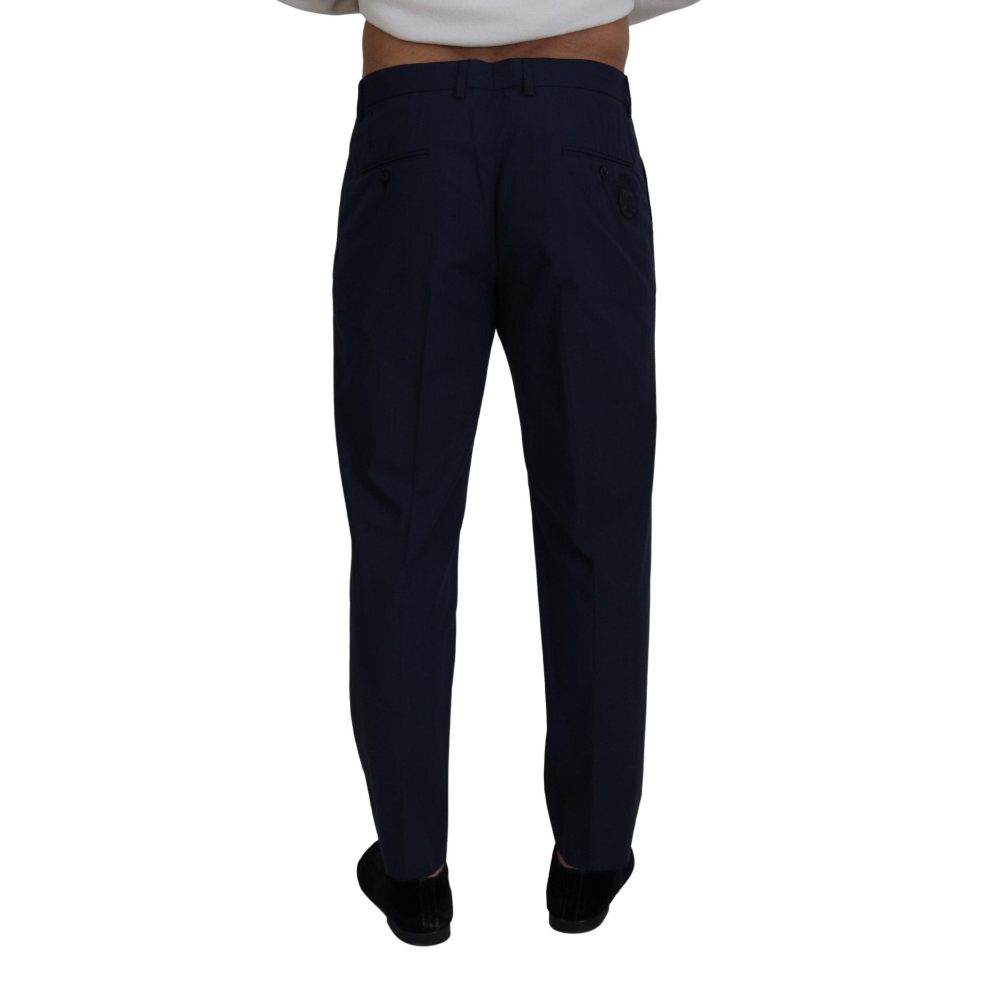 Dolce & Gabbana Blue Cotton Slim Trousers Chinos Pants