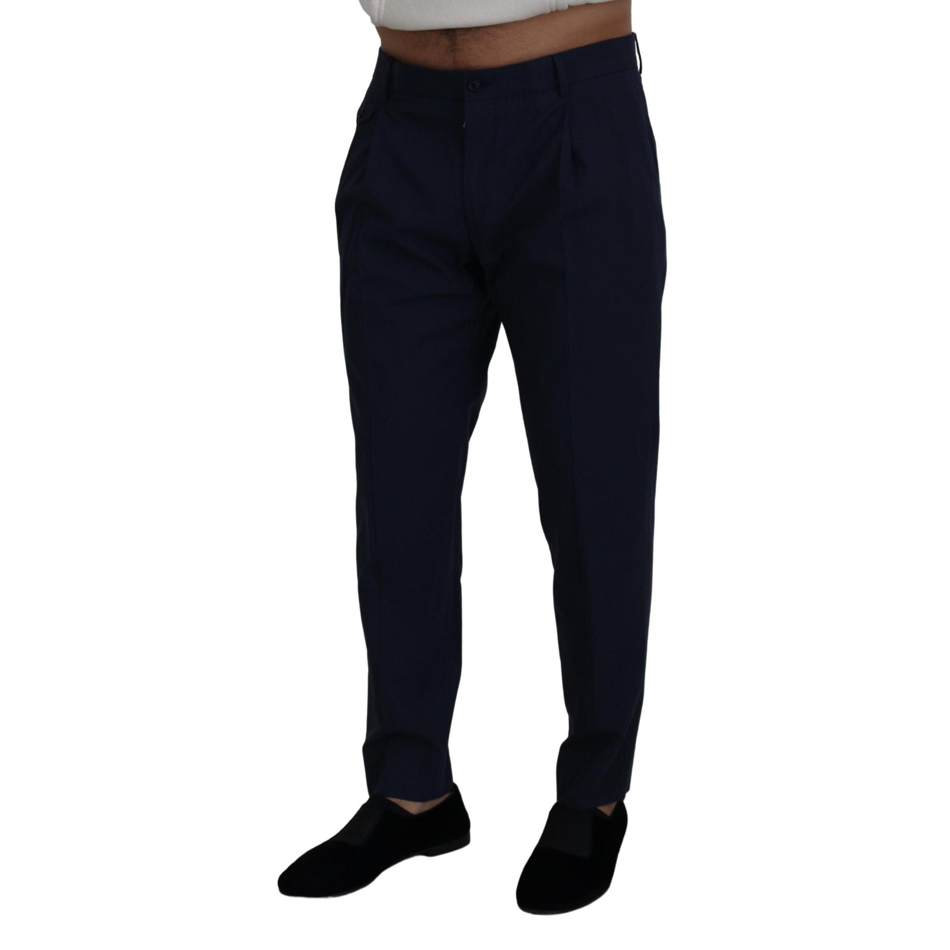 Dolce & Gabbana Blue Cotton Slim Trousers Chinos Pants