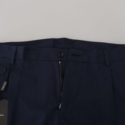 Dolce & Gabbana Blue Cotton Slim Trousers Chinos Pants