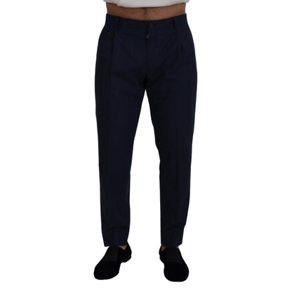 Dolce & Gabbana Blue Cotton Slim Trousers Chinos Pants