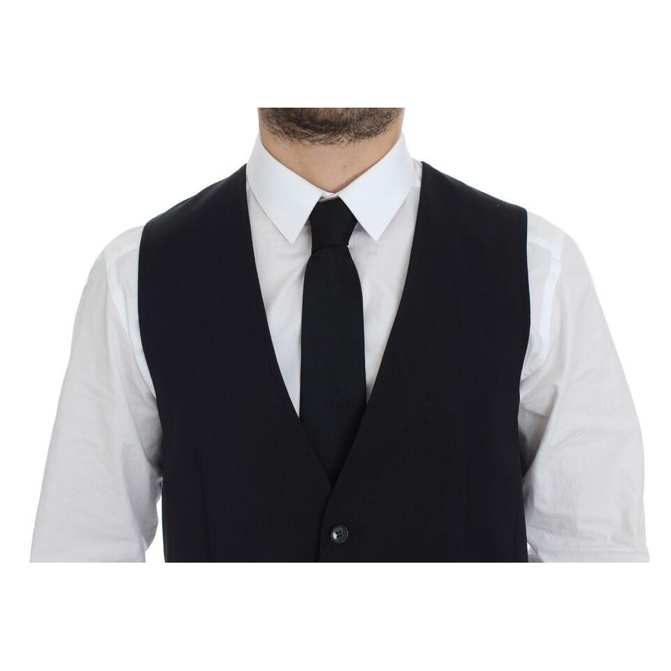 Dolce & Gabbana Blue Cotton Stretch Dress Vest Blazer