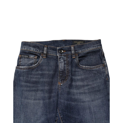 Dolce & Gabbana Blue Cotton Stretch Skinny Men Denim Jeans