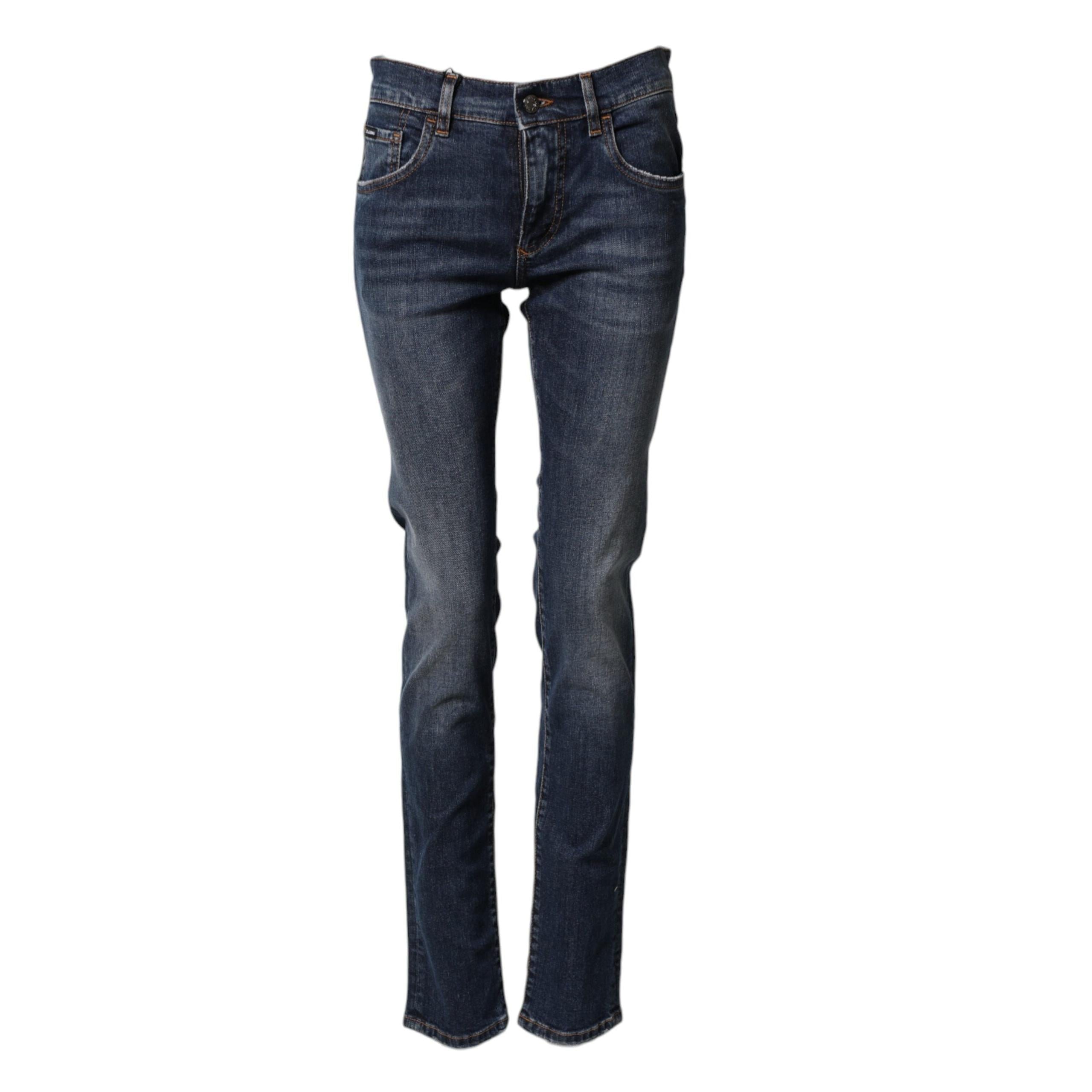Dolce & Gabbana Blue Cotton Stretch Skinny Men Denim Jeans
