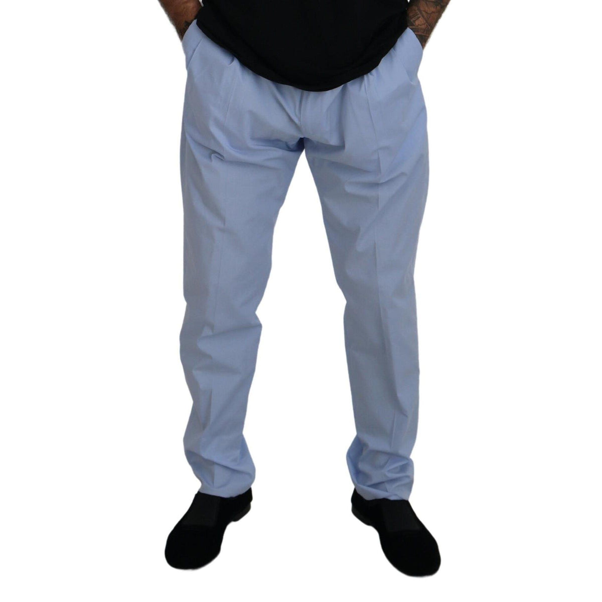 Dolce & Gabbana Blue Cotton Stretch Trousers Chinos Pants