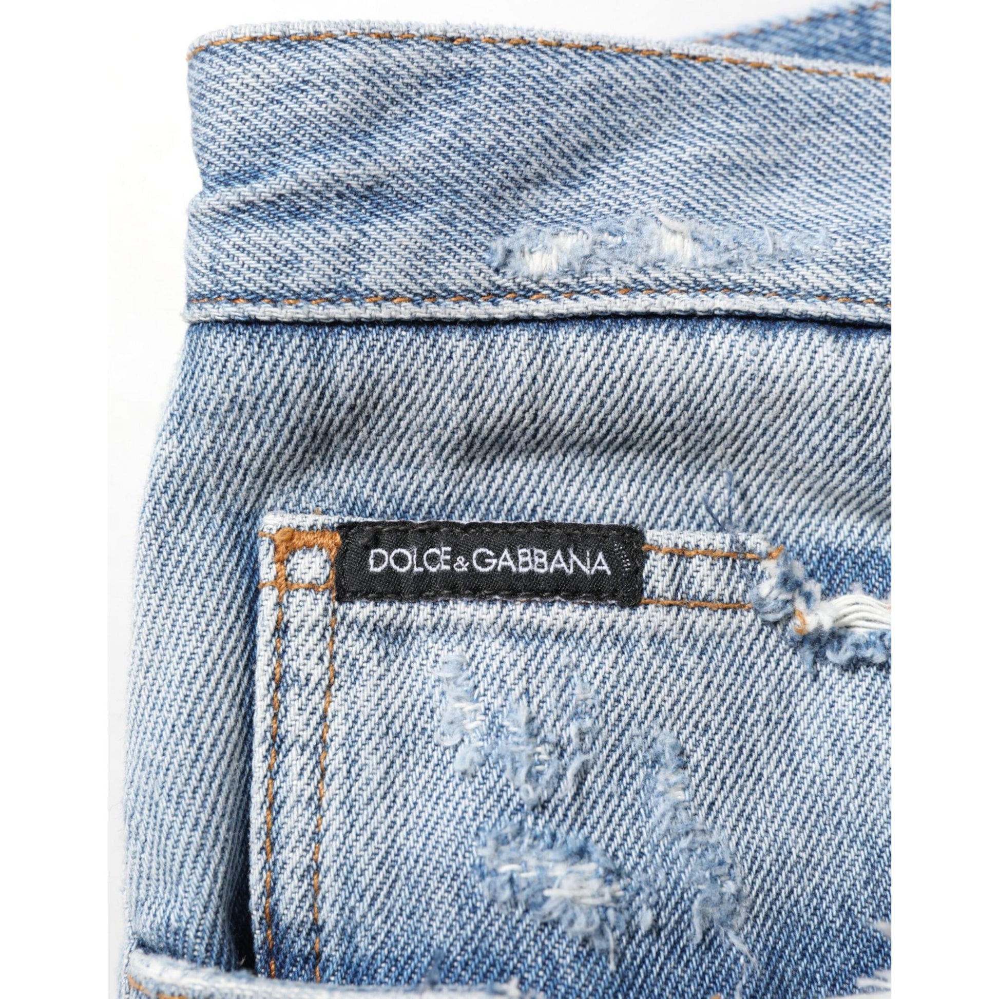 Dolce & Gabbana Blue Distressed Ripped Denim Trouser Jeans