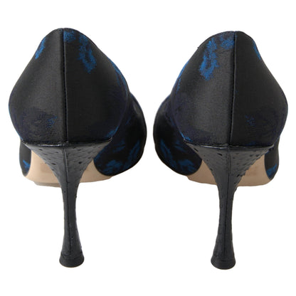 Dolce & Gabbana Blue Floral Ayers Crystal Pumps Shoes