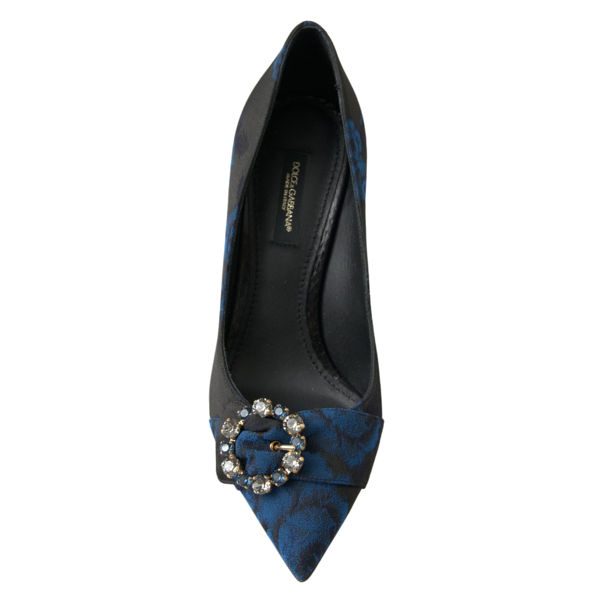 Dolce & Gabbana Blue Floral Ayers Crystal Pumps Shoes