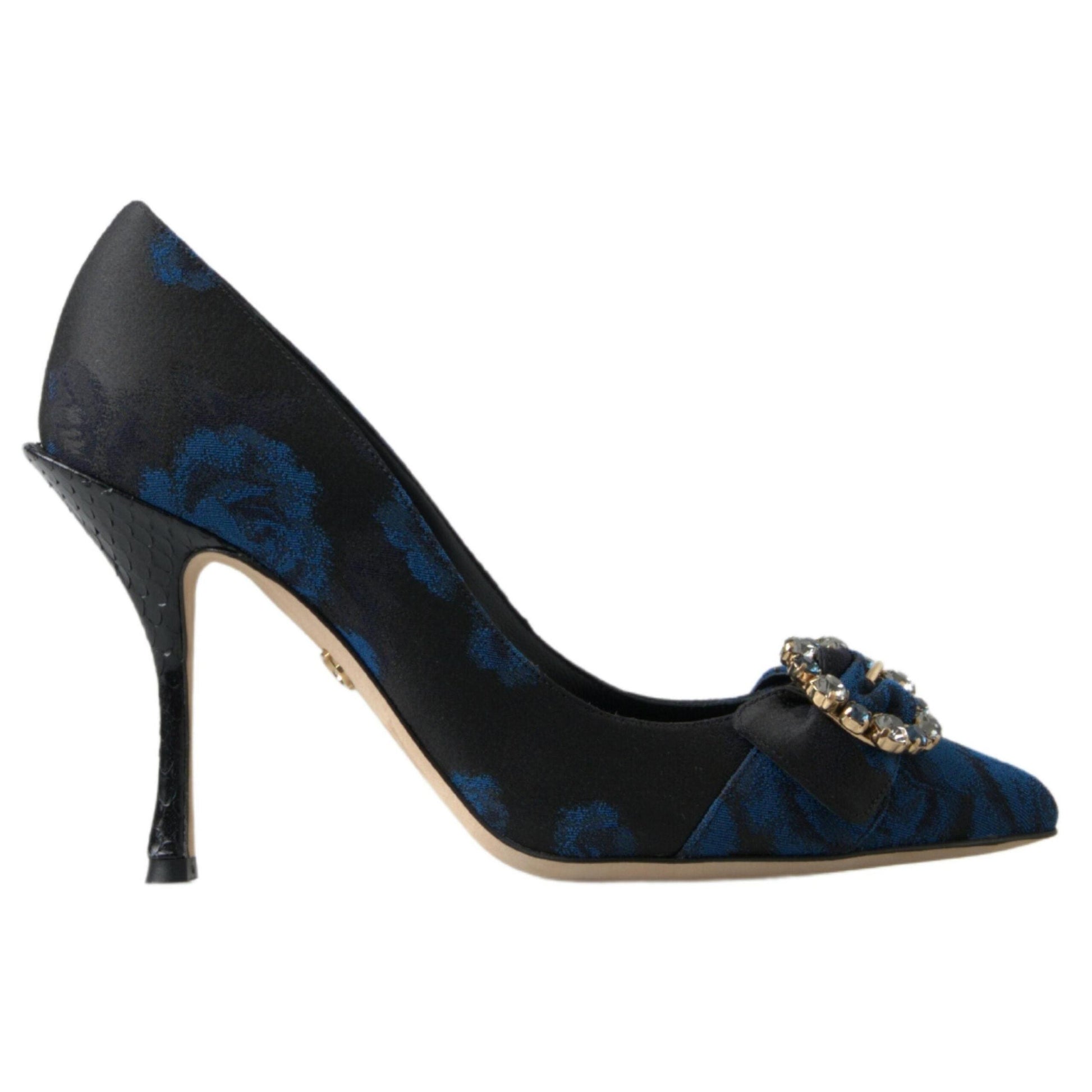 Dolce & Gabbana Blue Floral Ayers Crystal Pumps Shoes