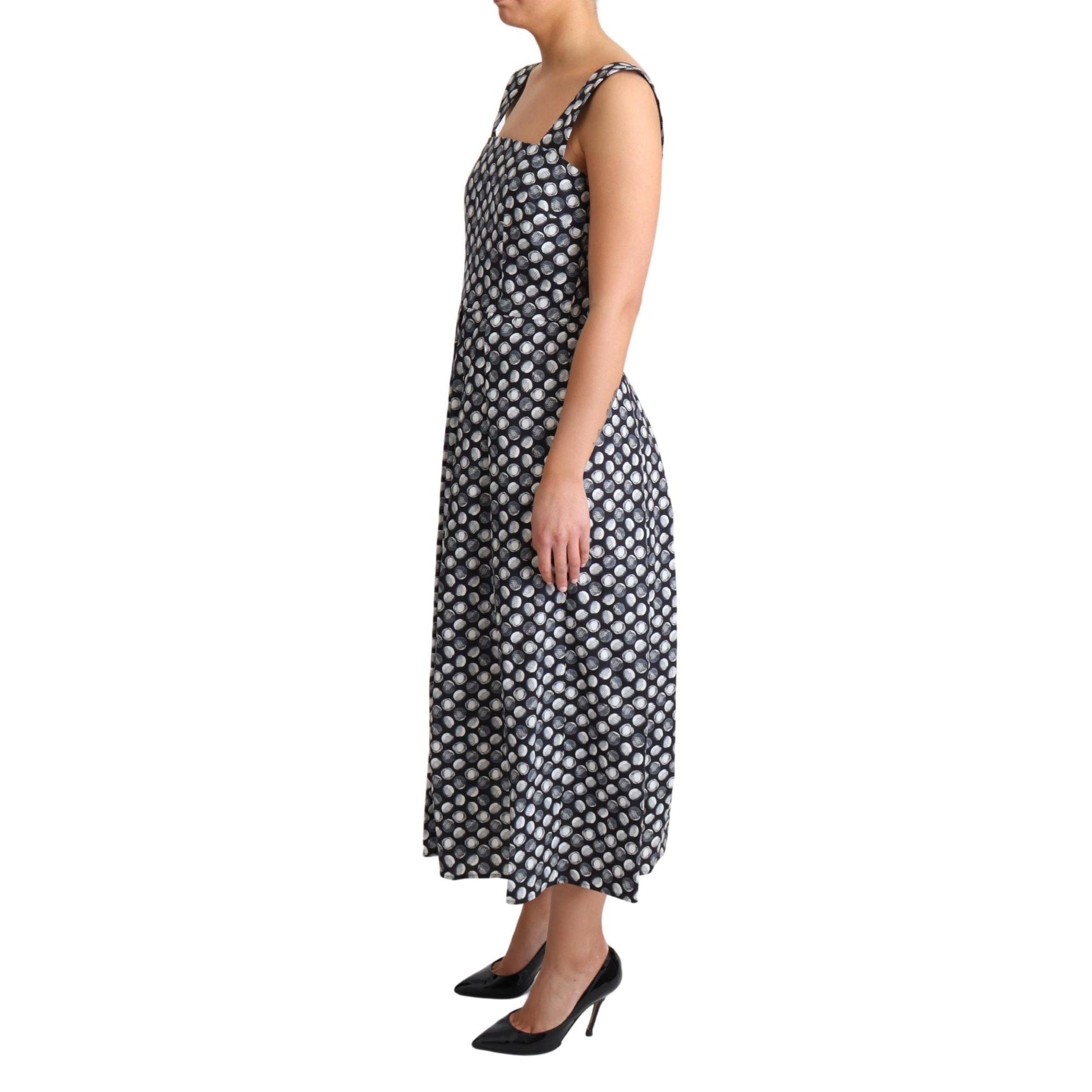 Dolce & Gabbana Blue Geometric Cotton A-Line Gown Dress