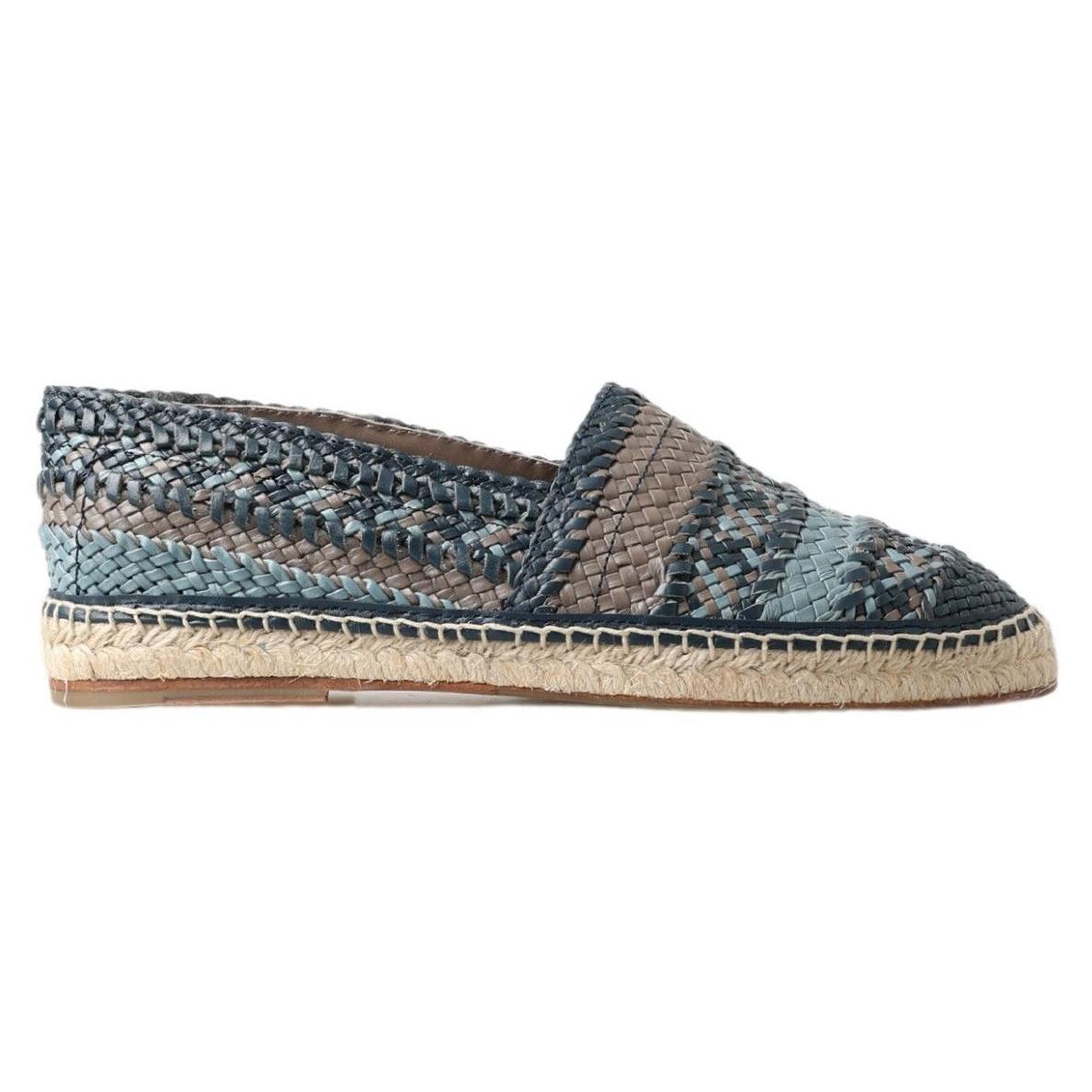 Dolce & Gabbana Blue Gray Leather Buffalo Espadrille Shoes