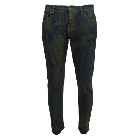 Dolce & Gabbana Blue Green Skinny Cotton Denim Jeans