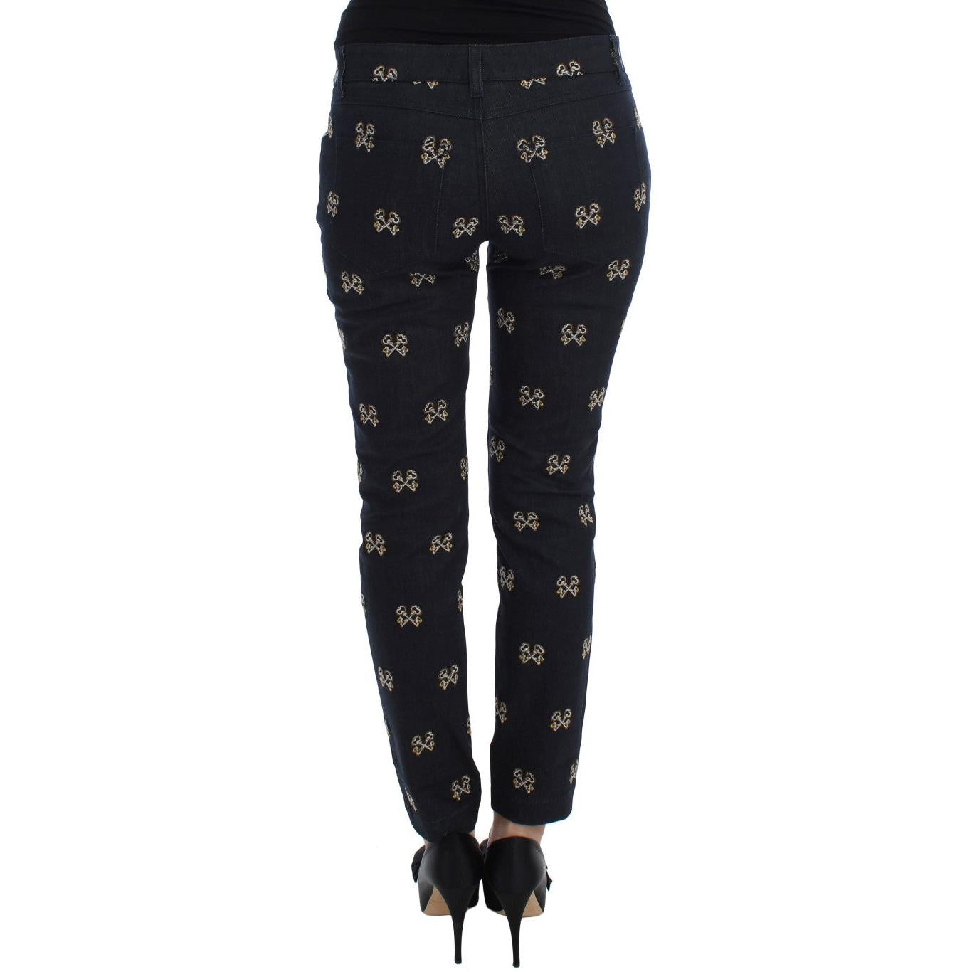 Dolce & Gabbana Blue Key Embroidered Slim Fit KATE Jeans