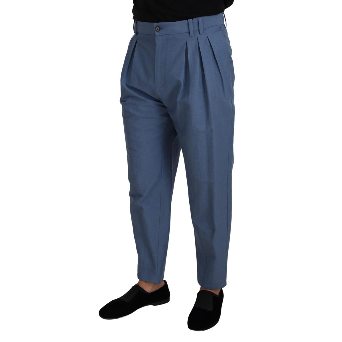 Dolce & Gabbana Blue Linen Chino Formal Pants