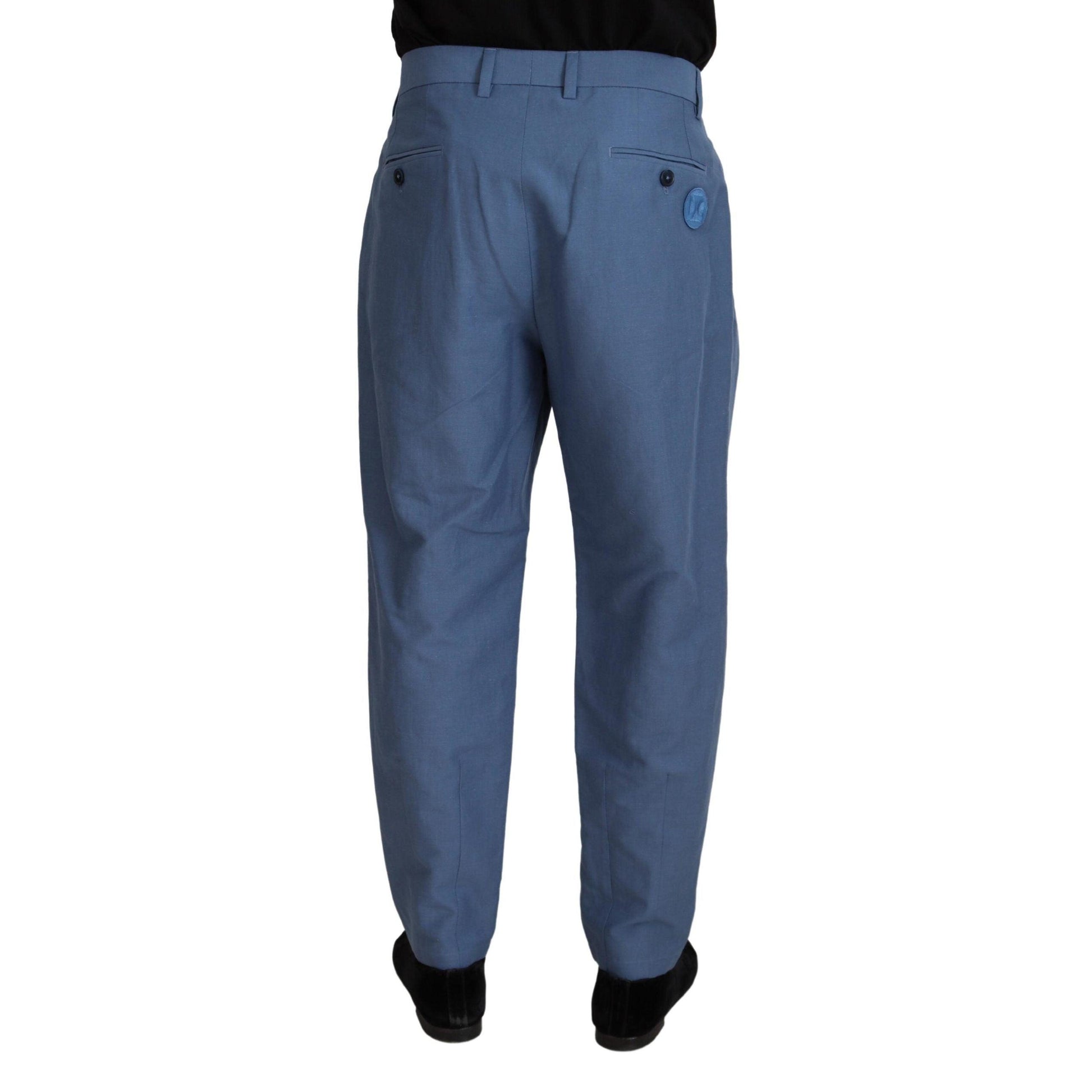 Dolce & Gabbana Blue Linen Chino Formal Pants
