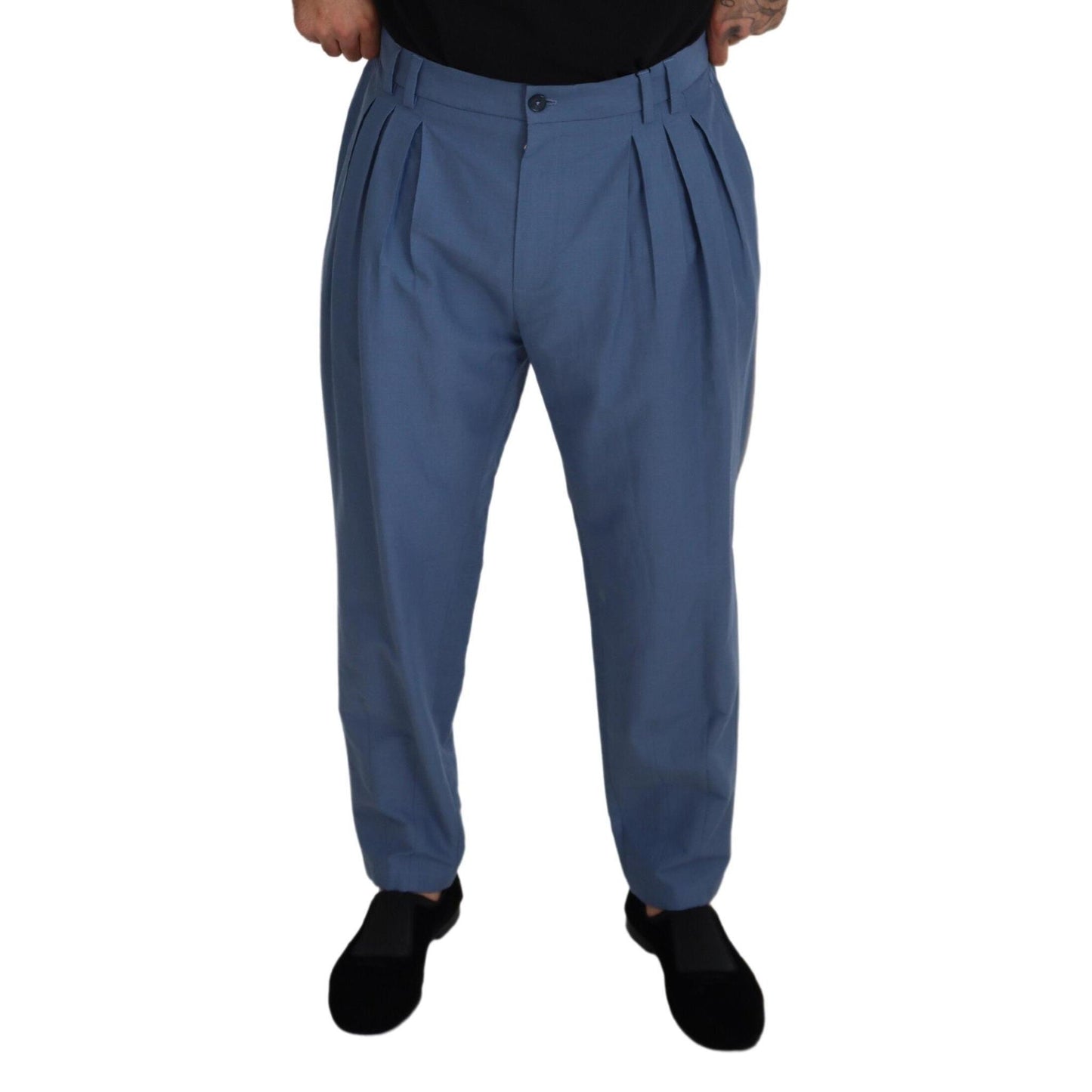Dolce & Gabbana Blue Linen Chino Formal Pants