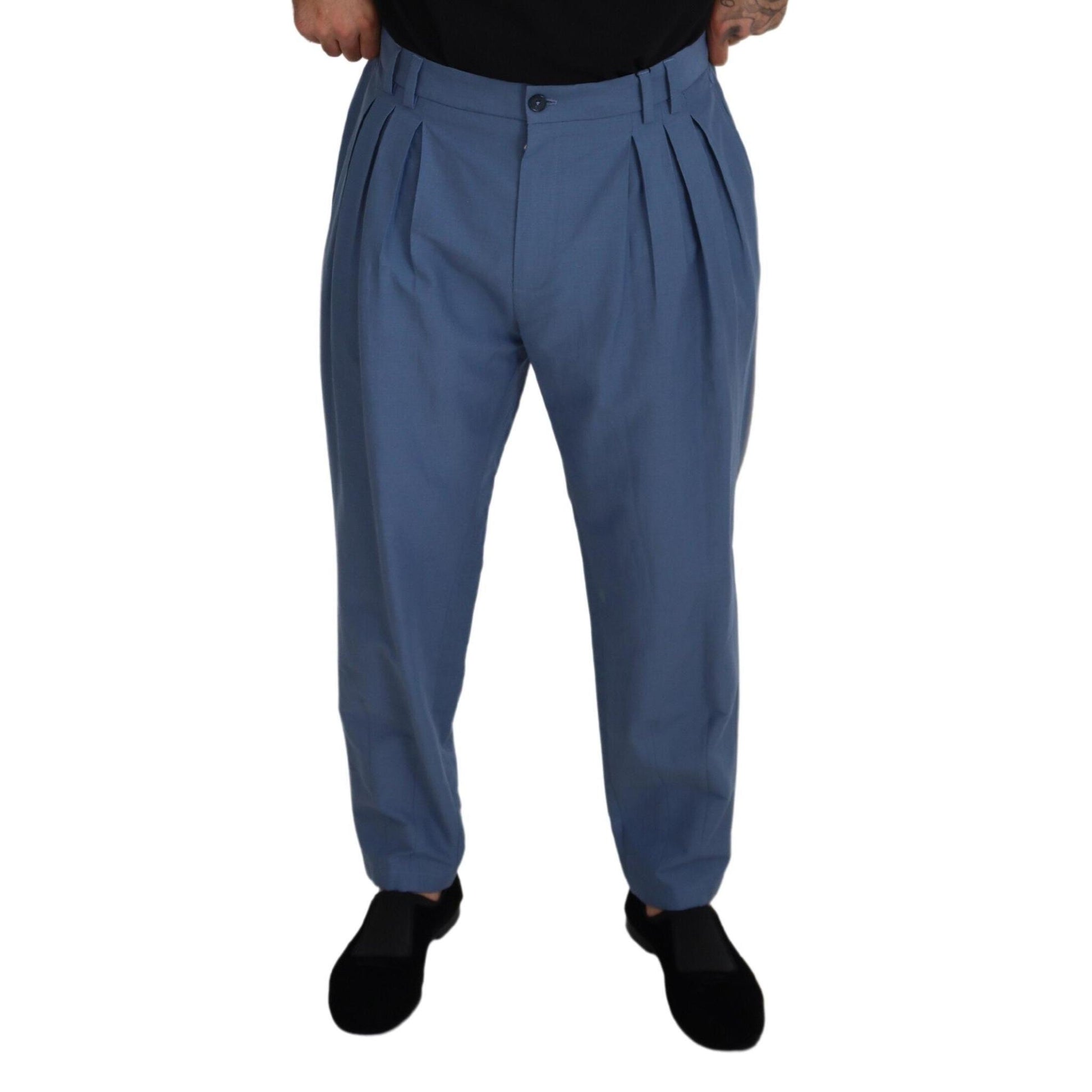 Dolce & Gabbana Blue Linen Chino Formal Pants