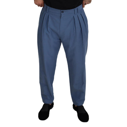 Dolce & Gabbana Blue Linen Chino Formal Pants