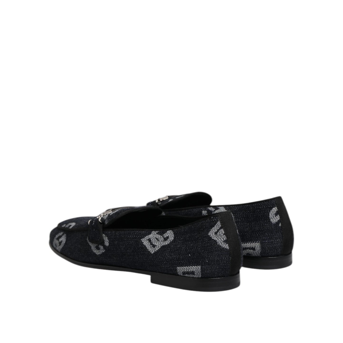 Dolce & Gabbana Blue Logo Cotton Loafers Formal Dress Shoes