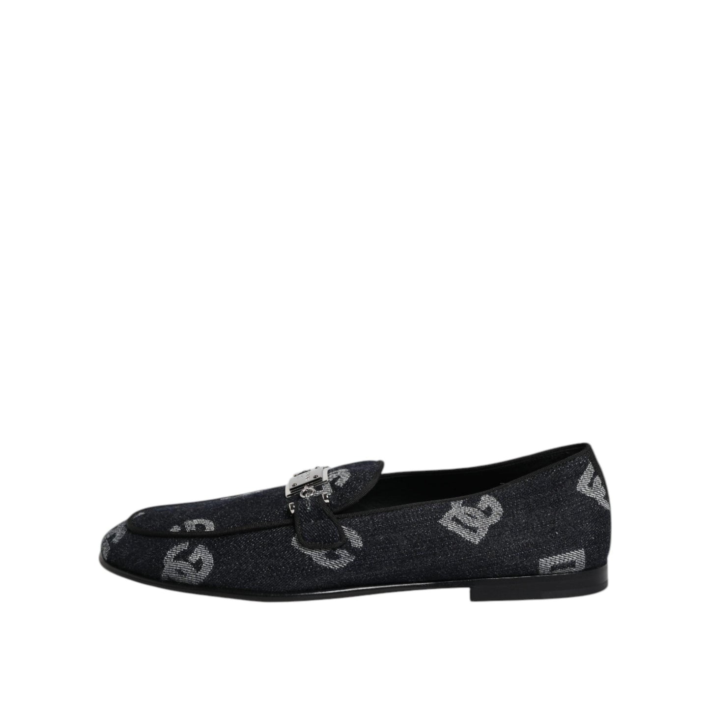Dolce & Gabbana Blue Logo Cotton Loafers Formal Dress Shoes