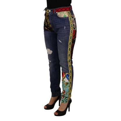 Dolce & Gabbana Blue Patchwork High Waist Denim Jeans
