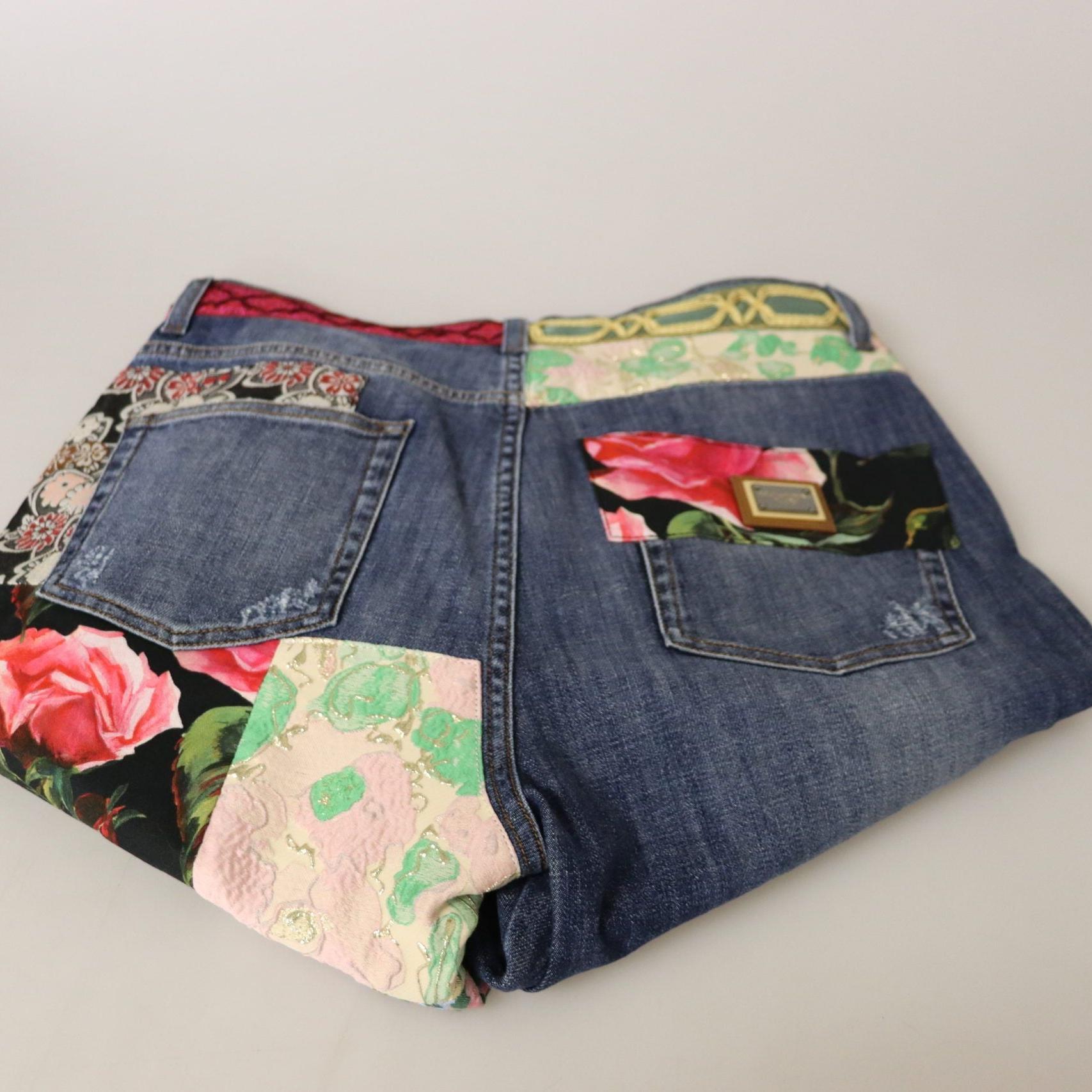 Dolce & Gabbana Blue Patchwork High Waist Denim Jeans