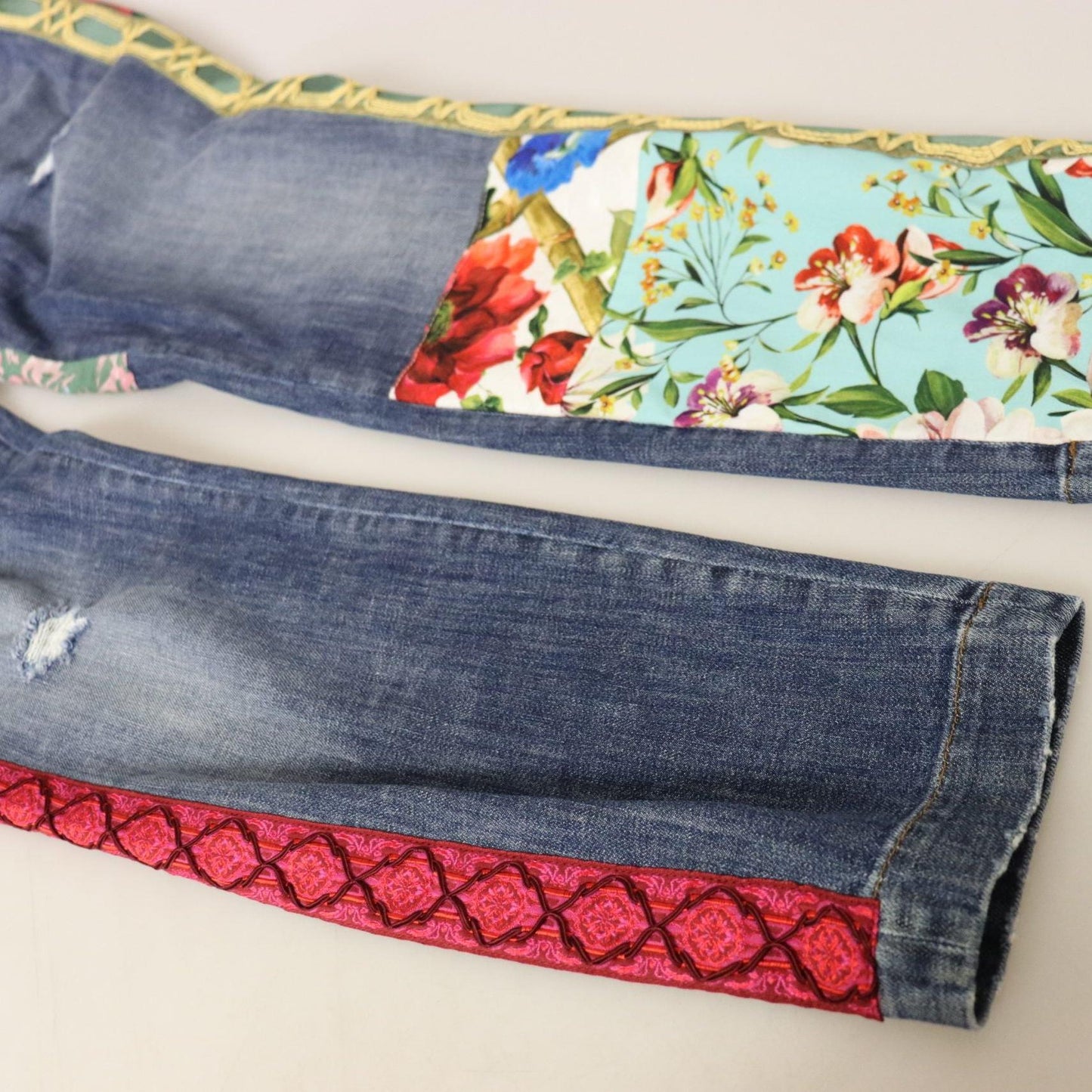 Dolce & Gabbana Blue Patchwork High Waist Denim Jeans