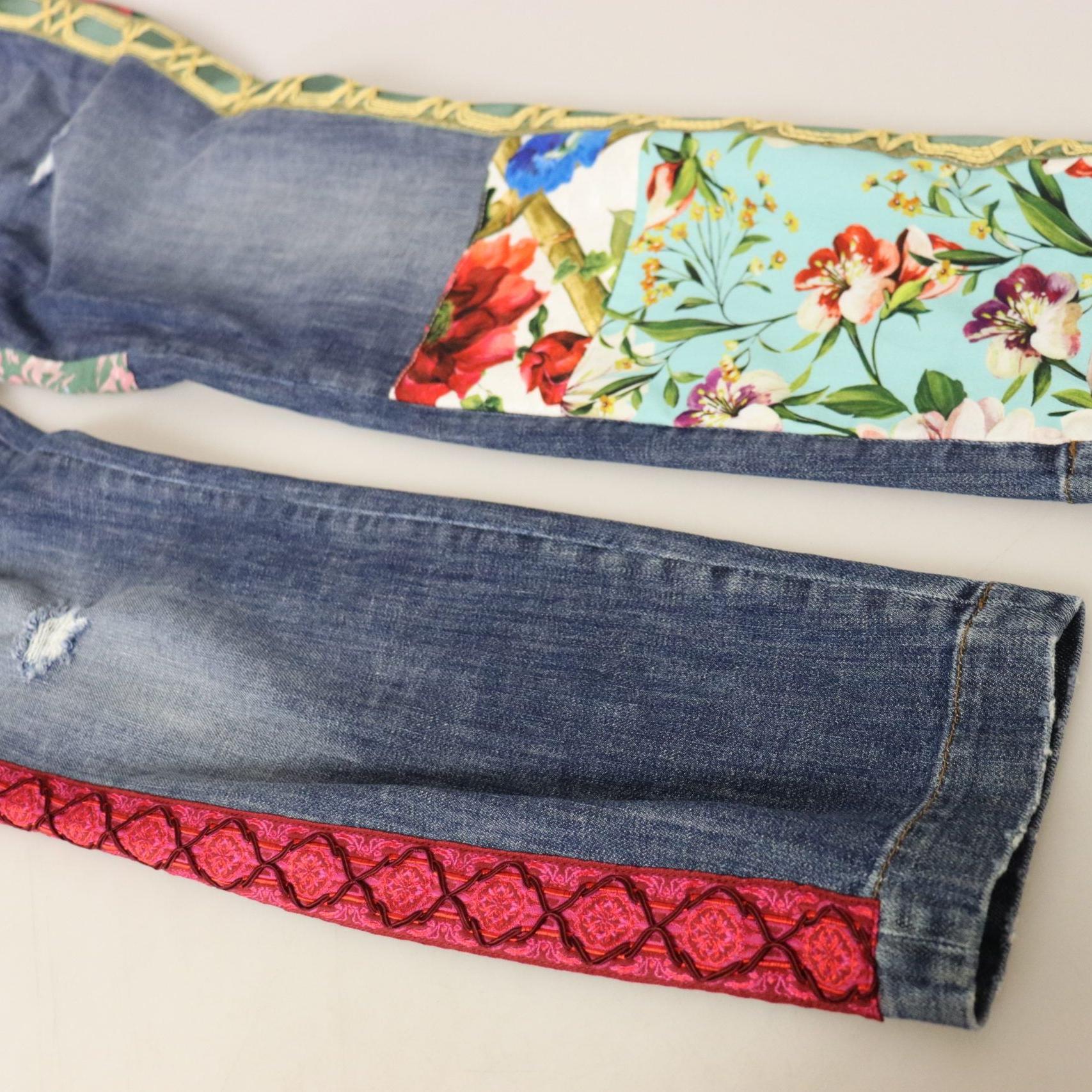 Dolce & Gabbana Blue Patchwork High Waist Denim Jeans