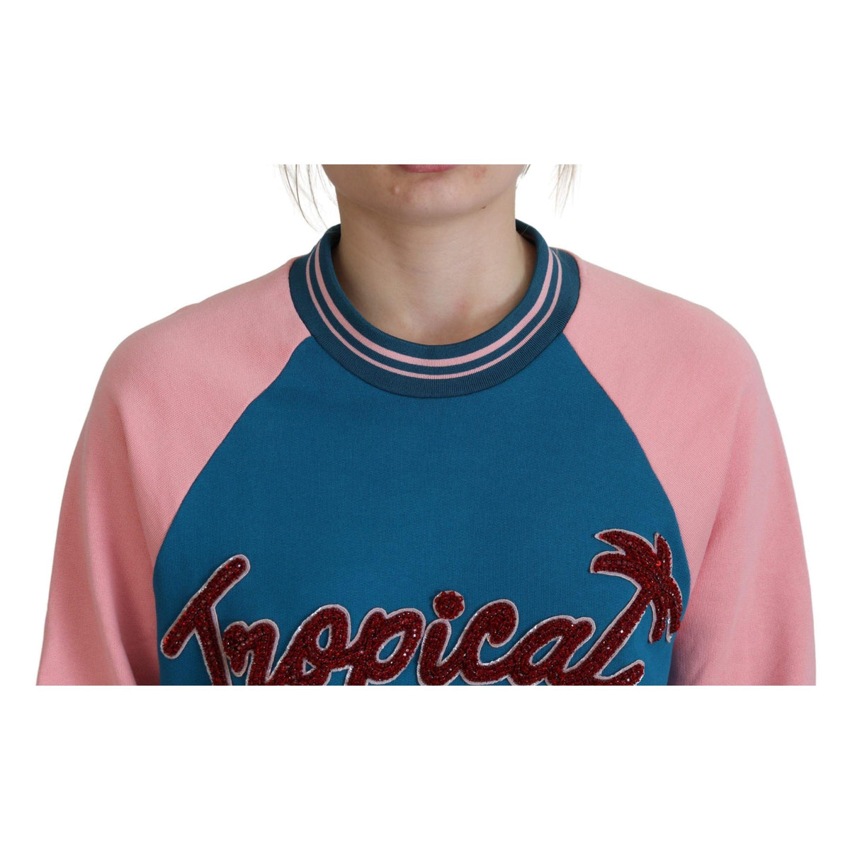 Dolce & Gabbana Blue Pink Queen Sequin Crystal Sweater