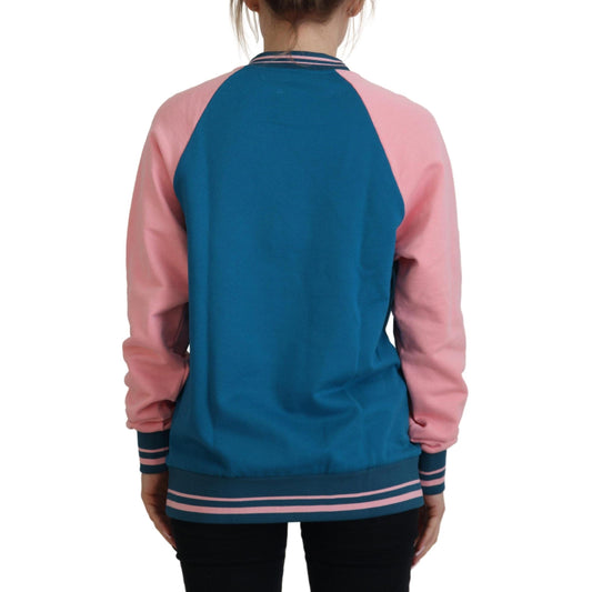 Dolce & Gabbana Blue Pink Queen Sequin Crystal Sweater