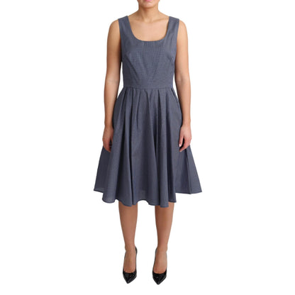 Dolce & Gabbana Blue Polka Cotton A-Line Stretch Dress