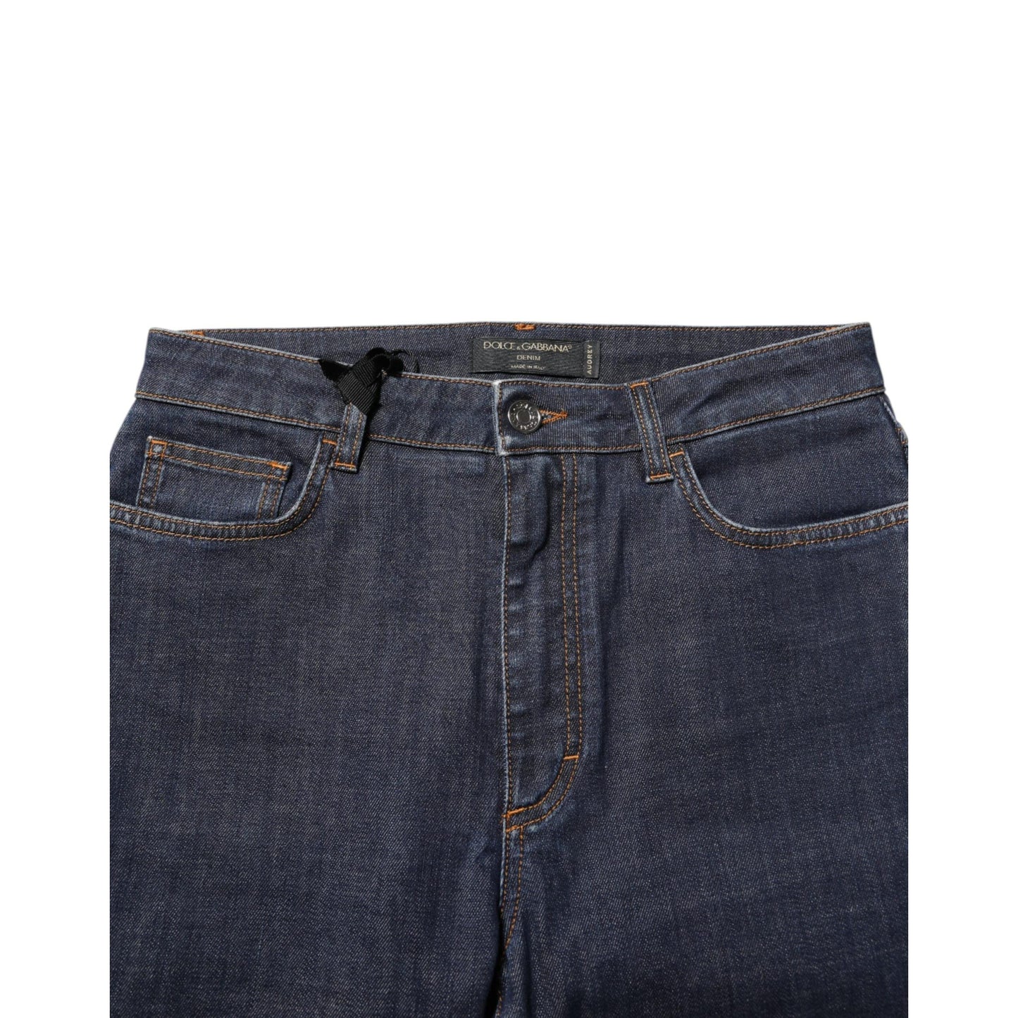 Dolce & Gabbana Blue Queen Patch AUDREY Mid Waist Denim Jeans